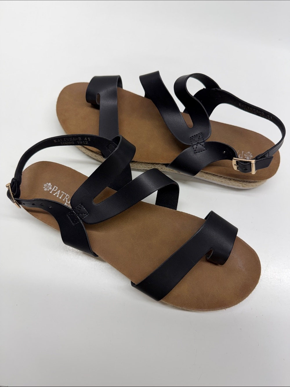 Patrizia Kalissa Espadrille Platform Sandals Open Toe Strappy Shoes Black 10